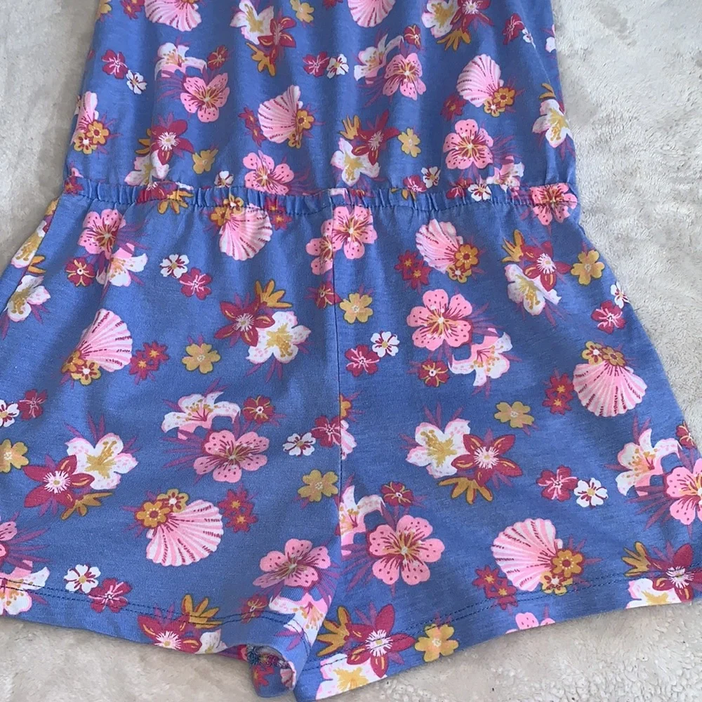 Tommy Bahama Blue Tropical Romper EUC Floral & Shells